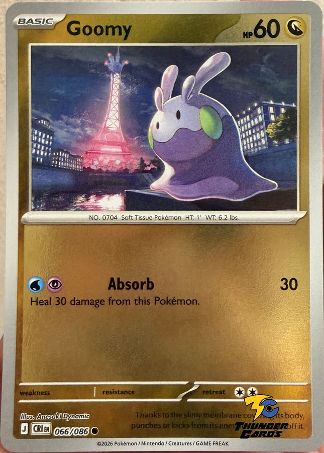 Carta Individual Pokémon Goomy Reverse 066/086, BASIC Pokémon 60 HP, set Chaos Rising, Ilustración de Anesaki Dynamic - Thunder Cards México