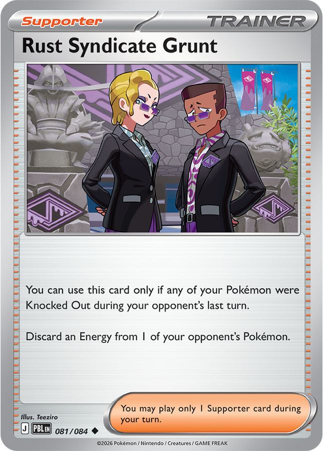 Carta individual Pokémon Rust Syndicate Grunt 081/084, set Pitch Black, en Thunder Cards México