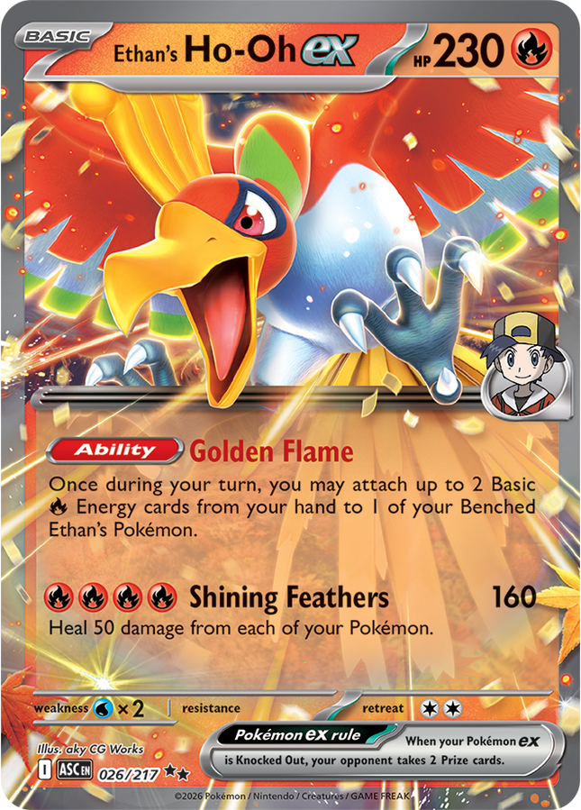 Carta Pokémon Ethan's Ho-Oh EX 026/217 - Ascended Heroes - Thunder Cards 