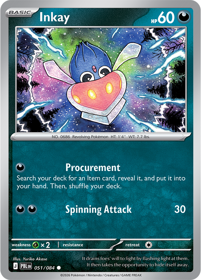 Carta individual Pokémon Inkay 051/084, set Pitch Black, en Thunder Cards México