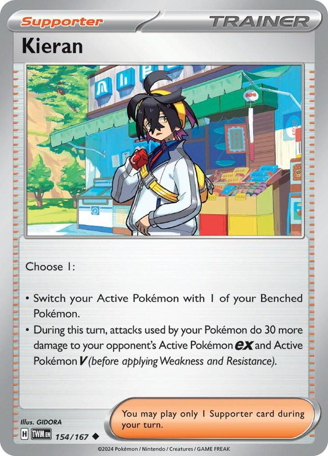 Carta Pokémon Kieran 154/167 del set Twilight Masquerade de Pokémon TCG en Thunder Cards