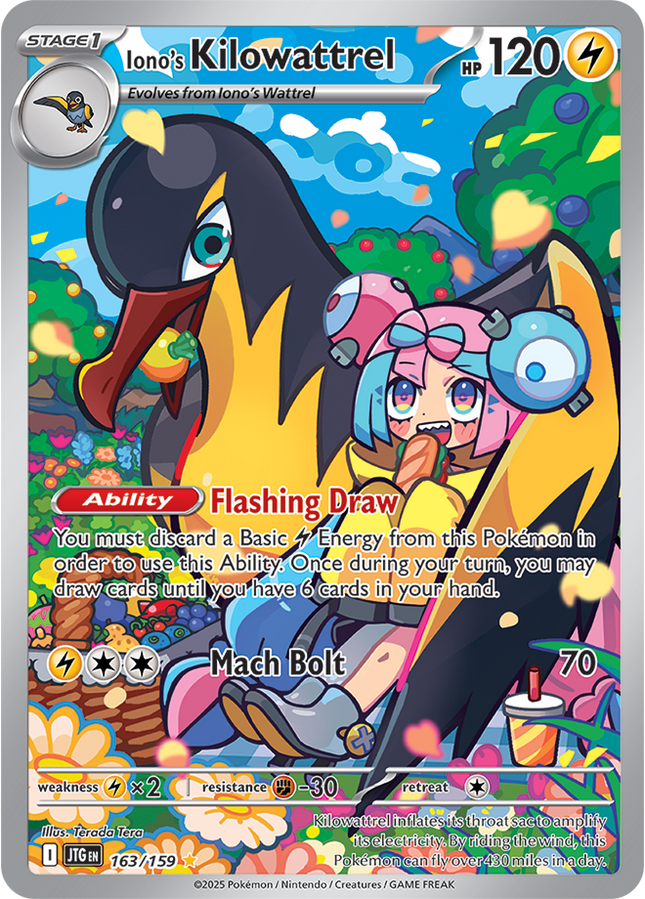 Carta Individual Pokémon Iono's Kilowattrel Illustration Rare 163/159, Trainer, set Journey Together - Thunder Cards México