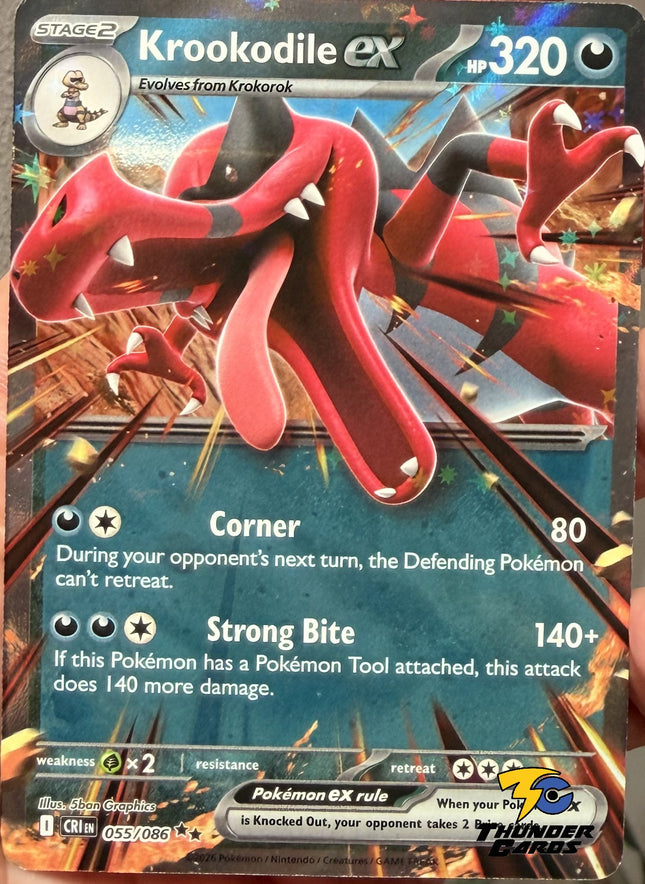 Carta Individual Pokémon Krookodile EX 055/086, Stage 2 Pokémon 320  HP, set Chaos Rising, Ilustración de 5ban Graphics - Thunder Cards México