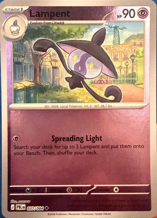 Carta individual Pokémon Lampent 037/084, set Pitch Black, en Thunder Cards México Reverse
