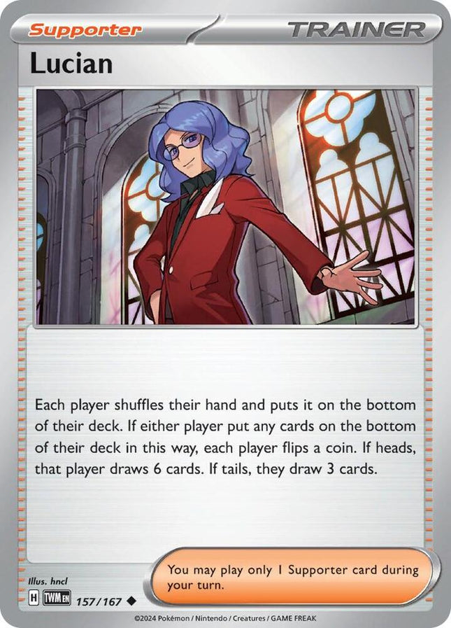 Carta Pokémon Lucian 157/167 del set Twilight Masquerade de Pokémon TCG en Thunder Cards