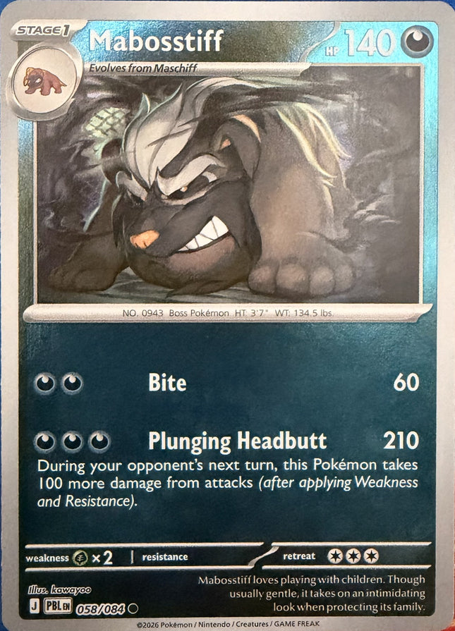 Carta individual Pokémon Maschiff 057/084, set Pitch Black, en Thunder Cards México Reverse