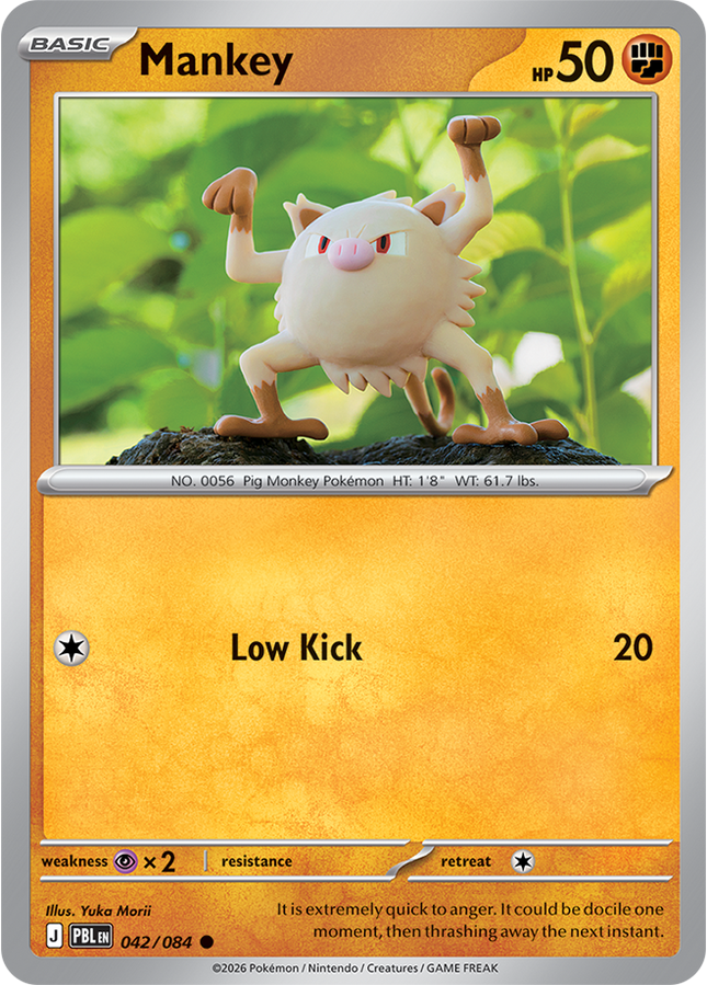 Carta individual Pokémon Mankey 042/084, set Pitch Black, en Thunder Cards México