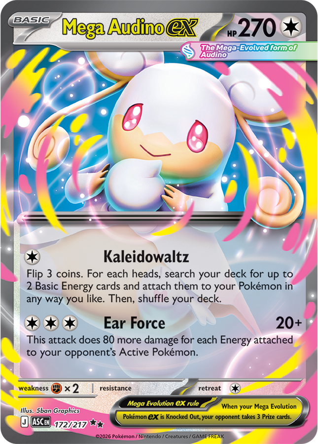Carta Pokémon Mega Audino EX 172/217 del set Ascended Heroes de Pokémon TCG en Thunder Cards México