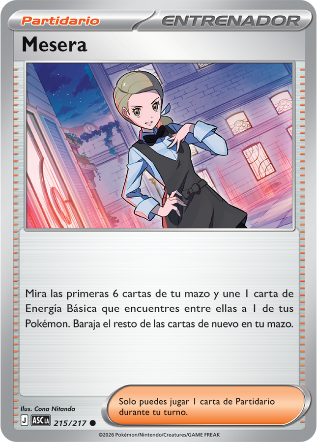 Carta Individual Pokémon Trainer Mesera 215/217, Supporter Trainer, set Ascended Heroes,- Thunder Cards México, carta en español