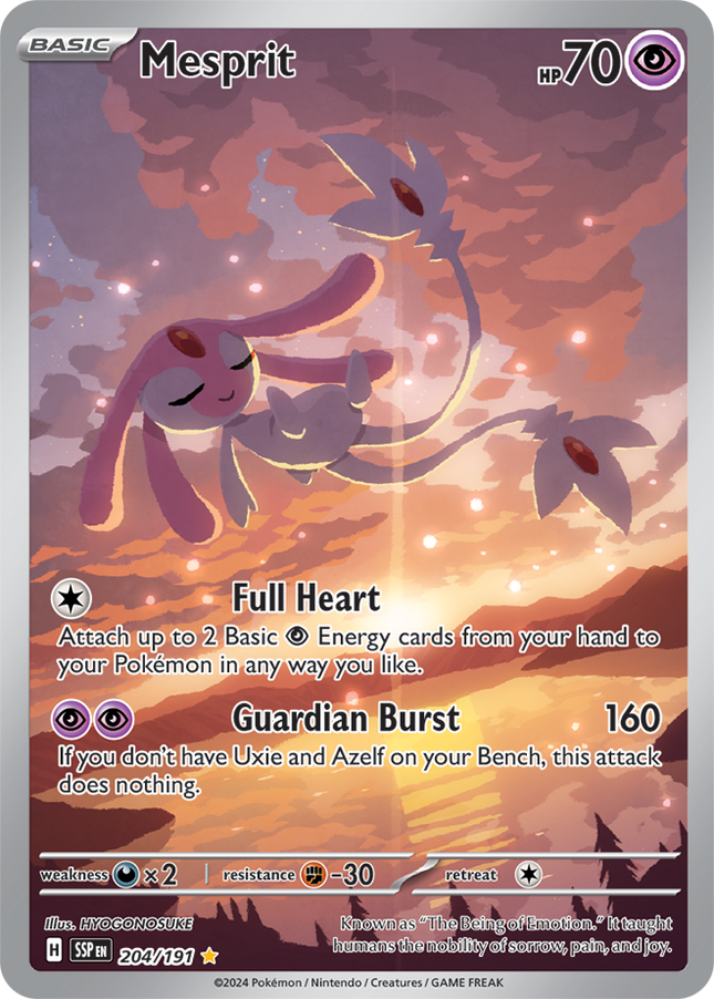Carta Individual Pokémon Mesprit Illustration Rare 204/191, Trainer, set Surging Sparks- Thunder Cards México