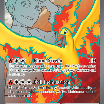 Carta Pokémon Team Rocket's Moltres EX (UR) 208/182 del set Destined Rivals de Pokémon TCG en Thunder Cards