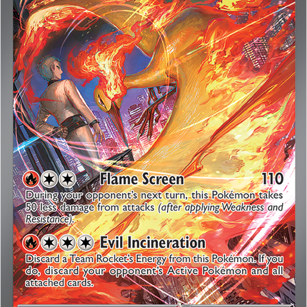 Carta Pokémon Team Rocket's Moltres EX (SIR) 229/182 del set Destined Rivals de Pokémon TCG en Thunder Cards