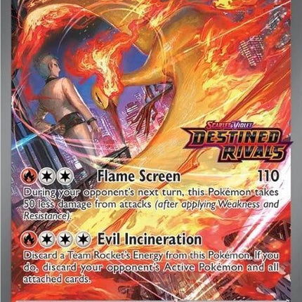Carta Pokémon Team Rocket's Moltres EX Stamped (SIR) 229/182 del set Destined Rivals de Pokémon TCG en Thunder Cards
