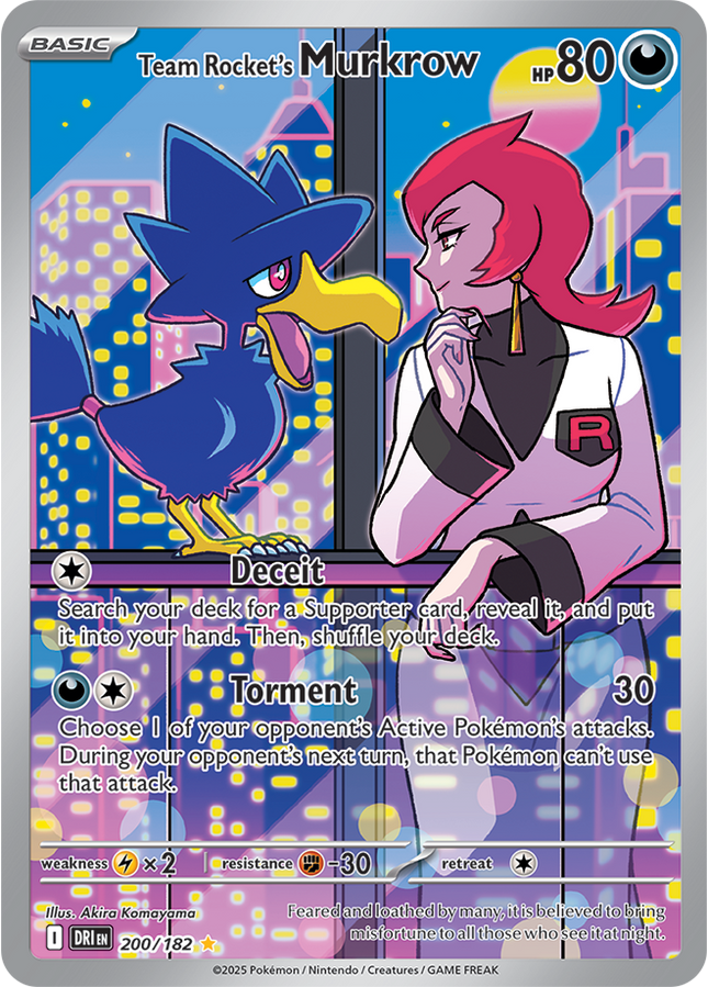 Carta Pokémon Team Rocket's Murkrow (IR) 200/182 del set Destined Rivals de Pokémon TCG en Thunder Cards