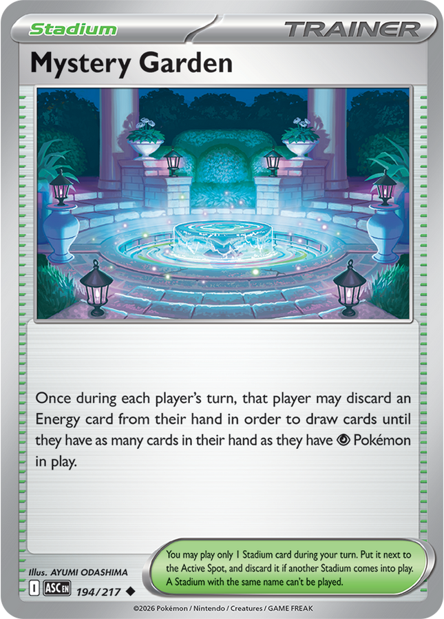 Carta Individual Pokémon Trainer Mystery Garden 194/217, Supporter Trainer, set Ascended Heroes,- Thunder Cards México. 