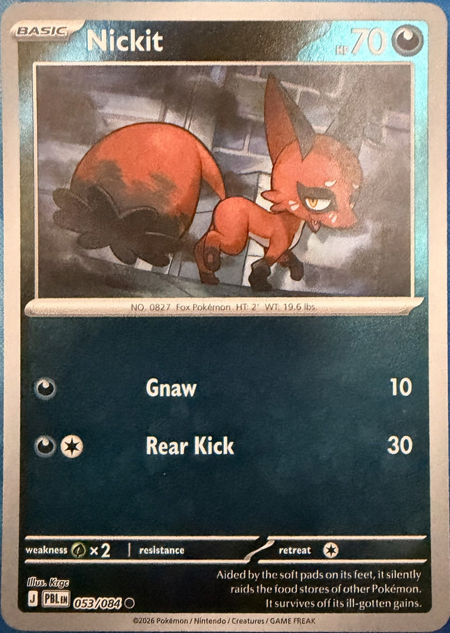 Carta individual Pokémon Nickit 053/084, set Pitch Black, en Thunder Cards México Reverse