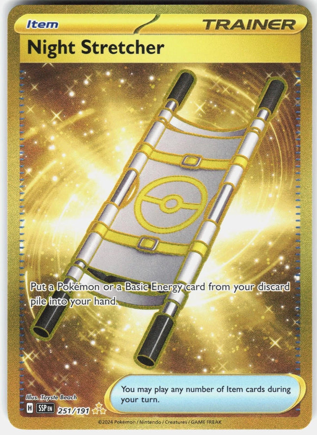 Carta Individual Pokémon Night Stretcher Hyper Rare 251/191, Supporter Trainer, set Mega Evolution, Ilustración de Toyste Beach- Thunder Cards México