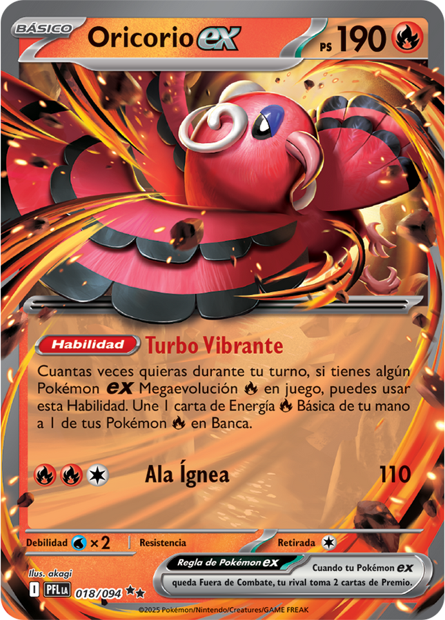Carta Individual Pokémon Oricorio EX Ultra Rare 018/094, Trainer, set Phantasmal Flames, Ilustración de akagi - Thunder Cards México Carta en Español