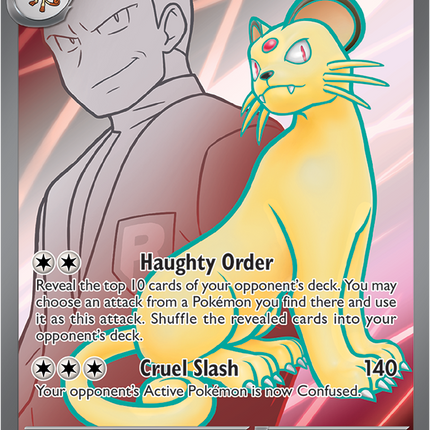 Carta Pokémon Team Rocket's Persian EX (UR) 219/182 del set Destined Rivals de Pokémon TCG en Thunder Cards