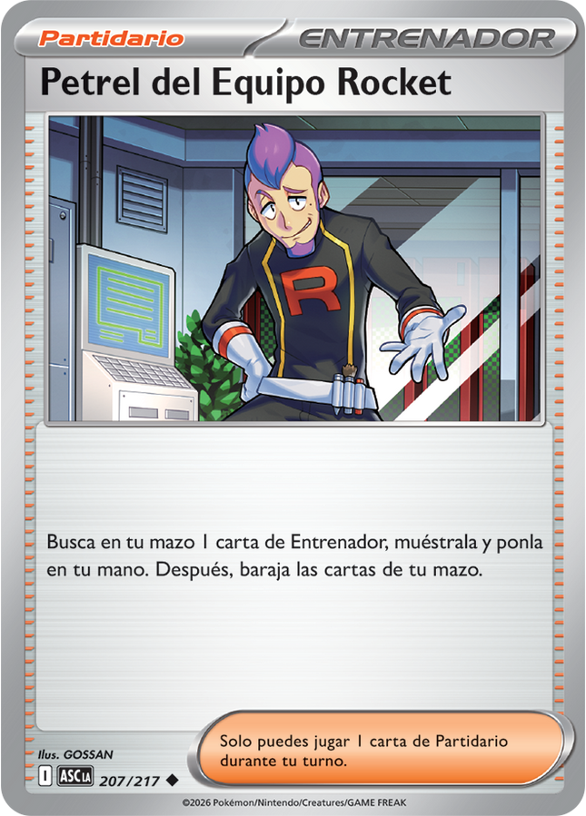 Carta Pokémon Petrel del Equipo Rocket 207/217 del set Ascended Heroes de Pokémon TCG en Thunder Cards, carta en español
