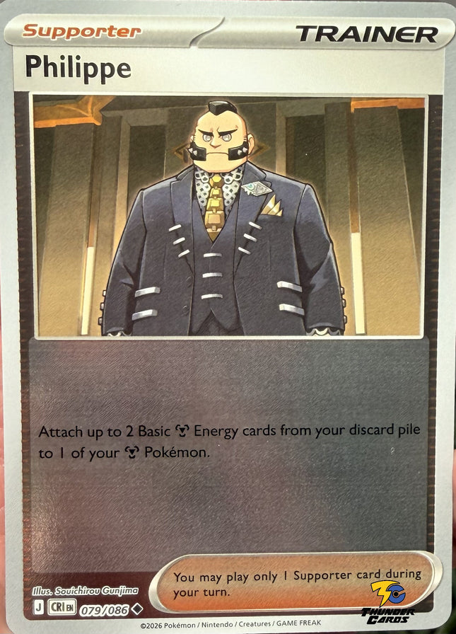 Carta Partidario Pokémon Philippe Reverse 079/086, set Chaos Rising, Ilustración de Souichirou Gunjima - Thunder Cards México