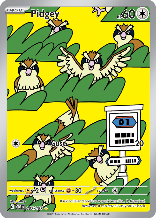 Carta Pokémon Pidgey Illustration Rare  207/197 del set Obsidian Flames TCG en Thunder Cards 
