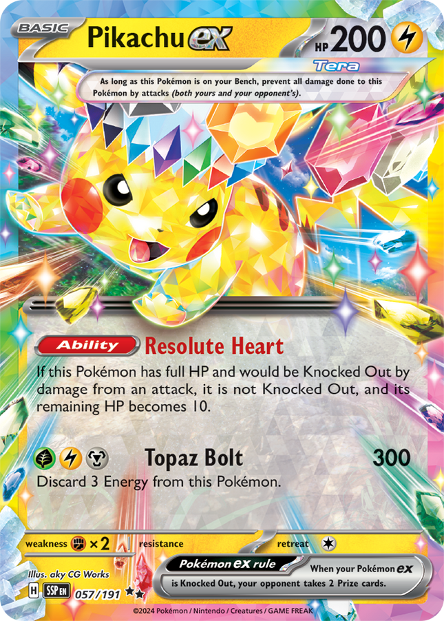 Carta Pokémon Pikachu EX (DR) 057/191 del set Surging Sparks Pokémon TCG en Thunder Cards México