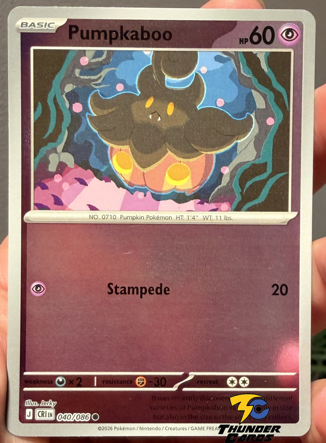 Carta Individual Pokémon Pumpkaboo Reverse 004/086, Basic Pokémon 60 HP, set Chaos Rising, Ilustración de Jerki - Thunder Cards México