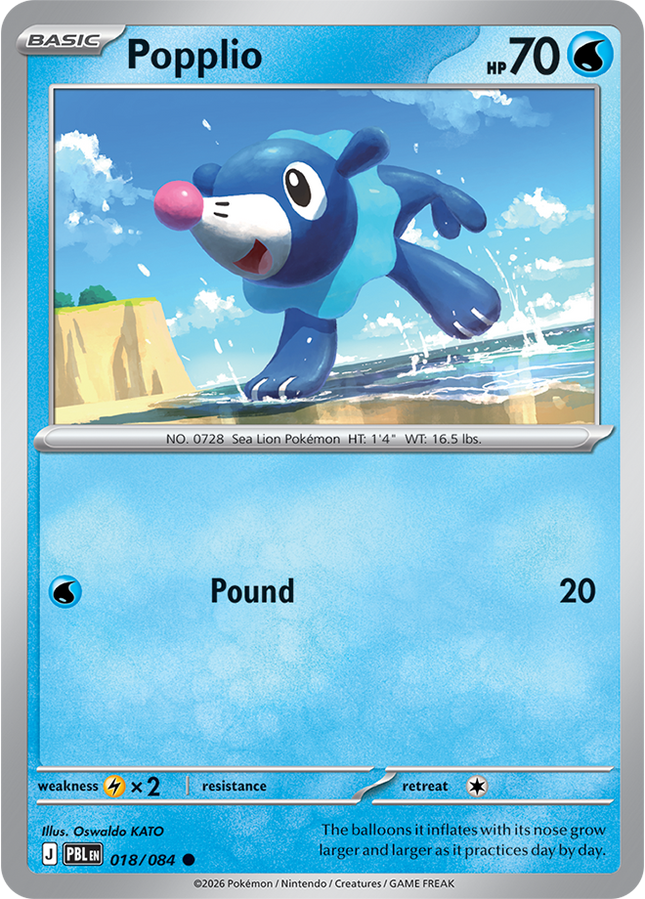 Carta individual Pokémon Popplio 018/084, set Pitch Black, en Thunder Cards México