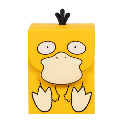 Caja portadeck oficial de Pokémon Center con diseño en relieve de Psyduck en silicona para cartas de TCG.