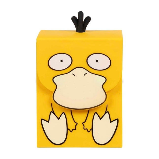 Caja portadeck oficial de Pokémon Center con diseño en relieve de Psyduck en silicona para cartas de TCG.