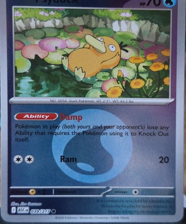 Carta Pokémon Psyduck Energy Symbol Pattern 039/217 - Ascended Heroes - Thunder Cards