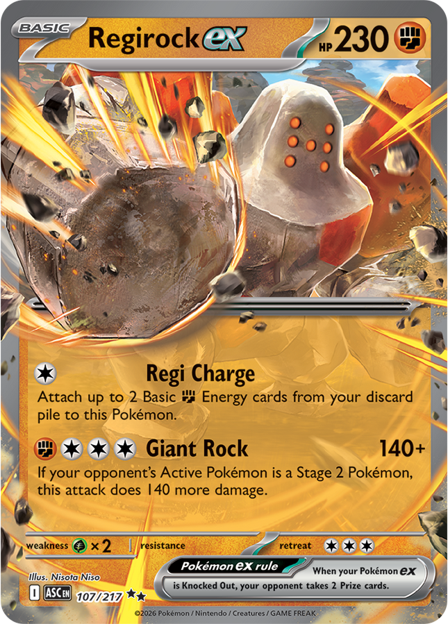 Carta Pokémon Regirock EX (DR) 107/217 del set Ascended Heroes de Pokémon TCG en Thunder Cards
