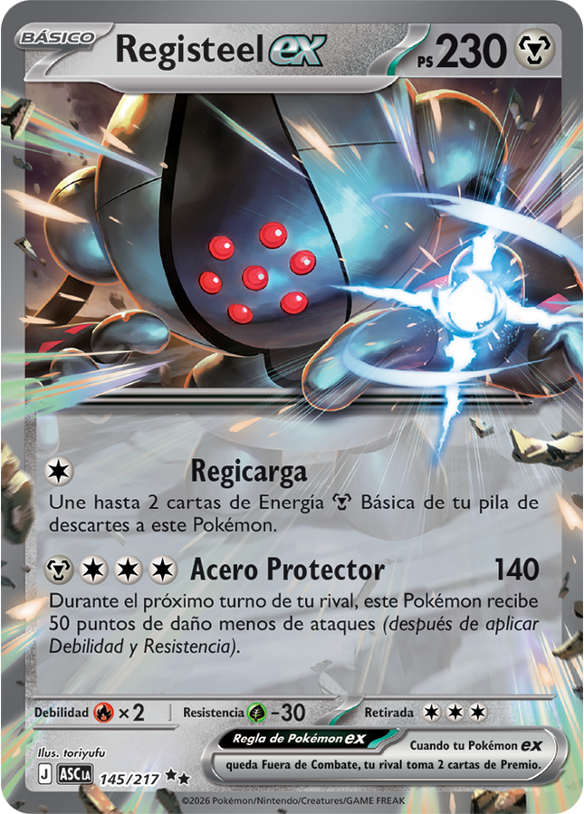 Carta Pokémon Registeel EX (DR) 145/217 del set Ascended Heroes de Pokémon TCG en Thunder Cards, Carta en Español