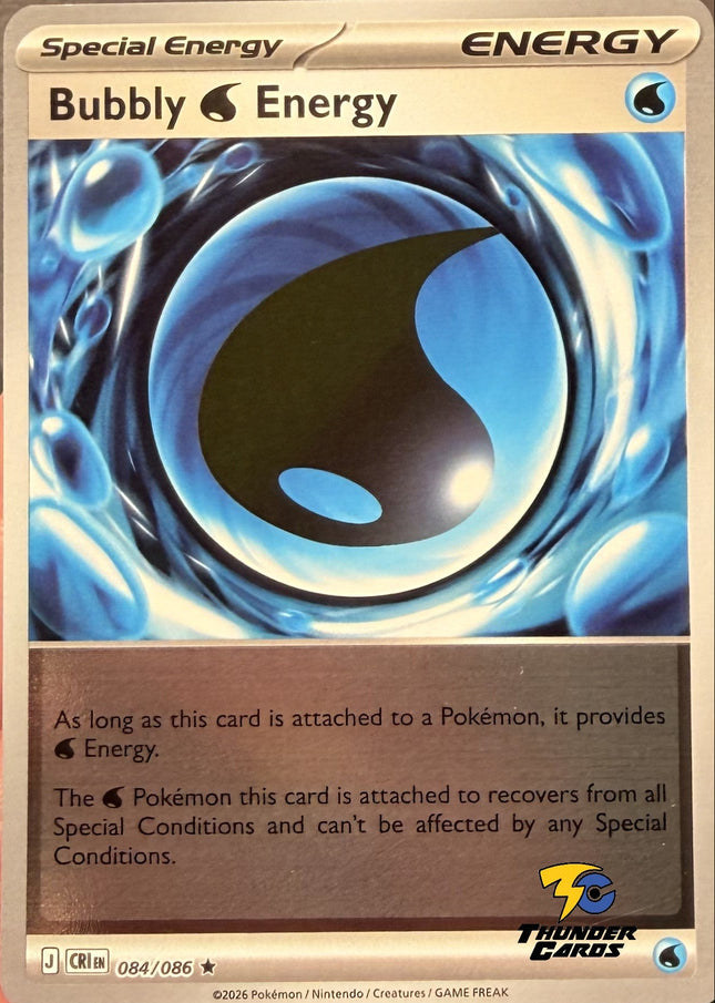 Carta Energía de Pokémon Bubbly Water Energy Reverse 084/086, set Chaos Rising, - Thunder Cards México
