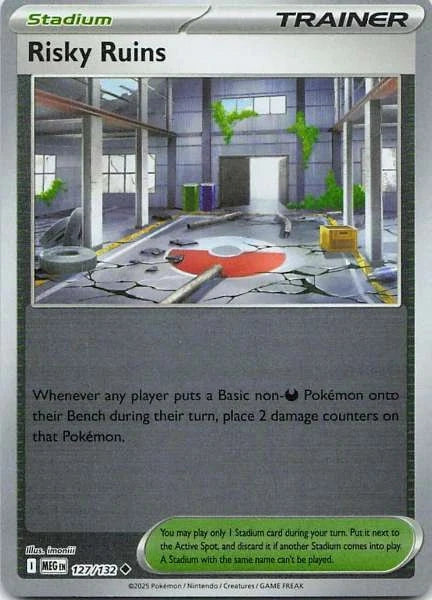 Carta Individual Pokémon Risky Ruins Reverse 127/132, Supporter Trainer, set Mega Evolutions, Ilustración de imoniii. - Thunder Cards México