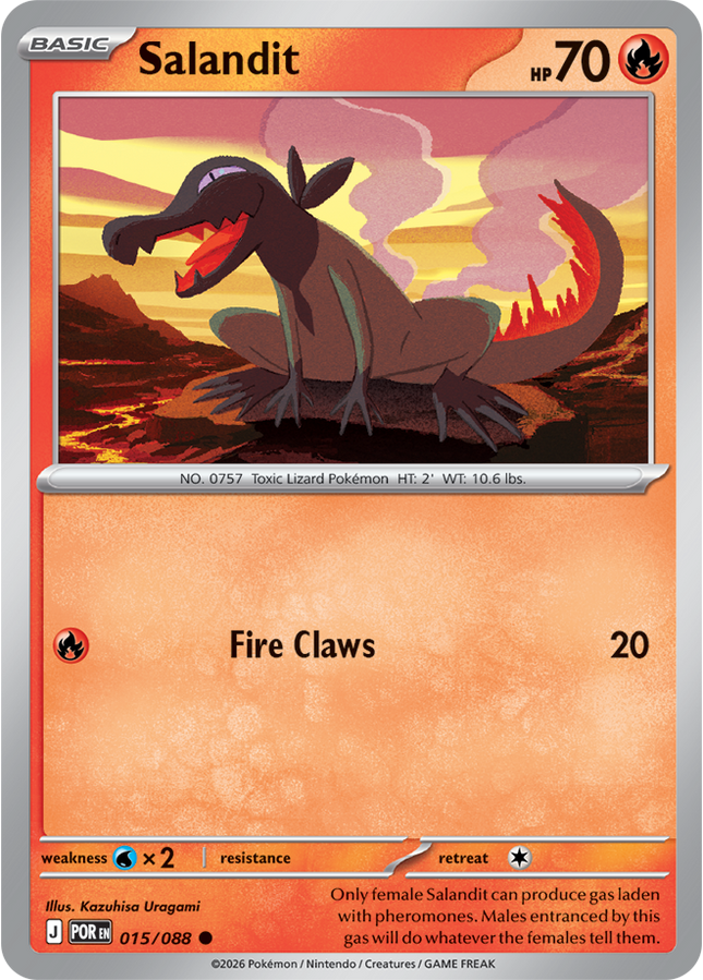 Carta Individual Pokémon Salandit 015/088, BASIC Pokémon 70 HP, set Perfect Order, Ilustración de Kazuhisa Uragami - Thunder Cards México