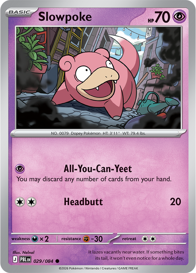 Carta individual Pokémon Slowpoke 029/084, set Pitch Black, en Thunder Cards México 