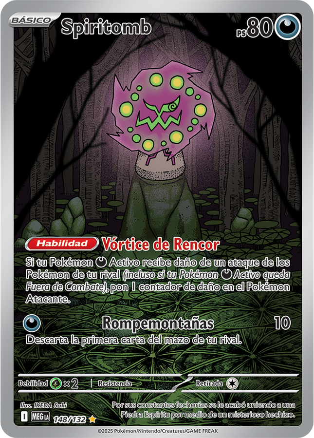 Carta Individual Pokémon Spiritomb llustration Rare 148/132, Trainer, set Mega Evolution - Thunder Cards México, Carta en Español