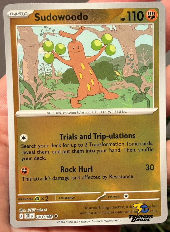 Carta Individual Pokémon Sudowoodo Reverse 045/086, BASIC Pokémon 110 HP, set Chaos Rising, Ilustración de GOTO minori - Thunder Cards México