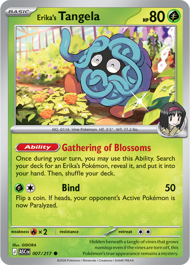 Carta Pokémon Erika's Tangela 007/217 - Ascended Heroes - Thunder Cards