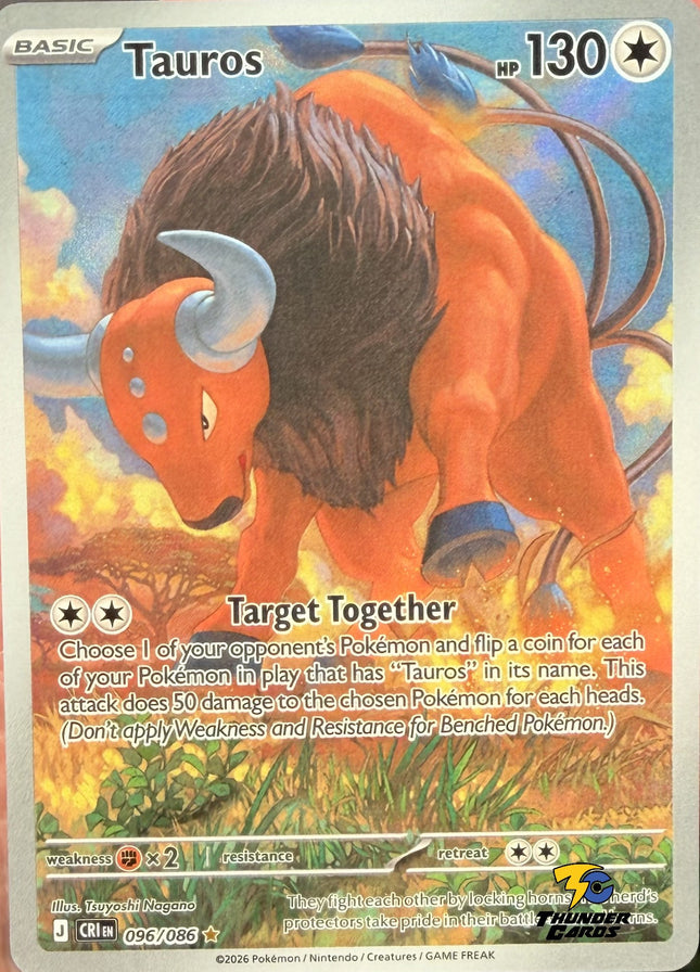 Carta Individual Pokémon Tauros Ilustración Especial 096/086, BASIC Pokémon 130 HP, set Chaos Rising, Ilustración de Tsuyoshi Nagano - Thunder Cards México