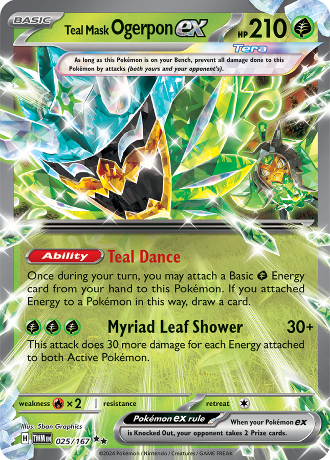 Carta Pokémon Teal Mask Ogerpon EX Double Rare (DR) 025/167 del set Twilight Masquerade de Pokémon TCG en Thunder Cards
