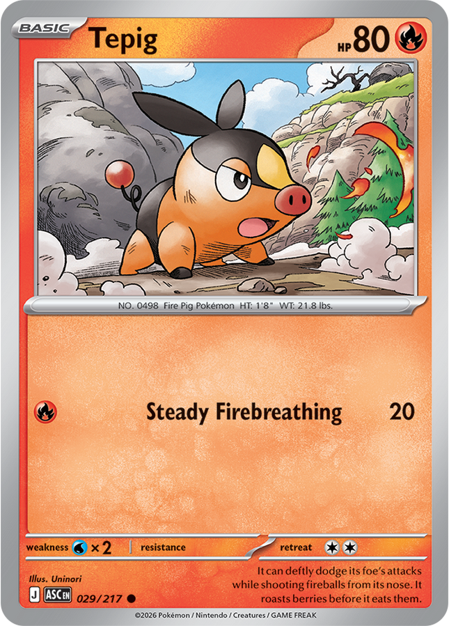 Carta Pokémon Tepig 029/217 - Ascended Heroes - Thunder Cards