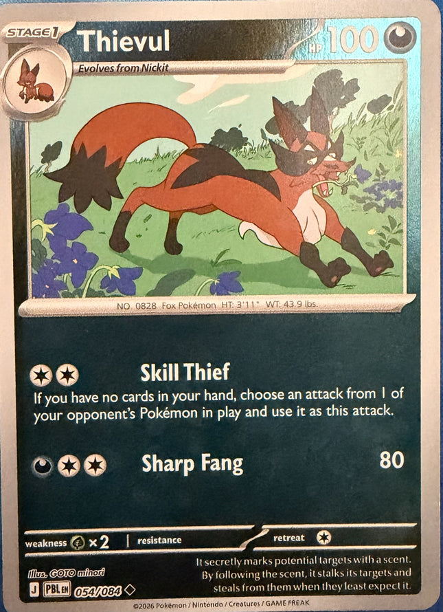 Carta individual Pokémon Thievul 054/084, set Pitch Black, en Thunder Cards México Reverse