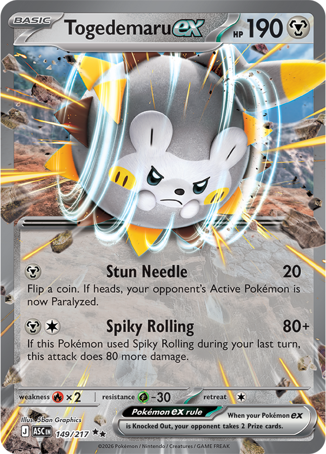 Carta Pokémon Togedemaru EX (DR) 149/217 del set Ascended Heroes de Pokémon TCG en Thunder Cards