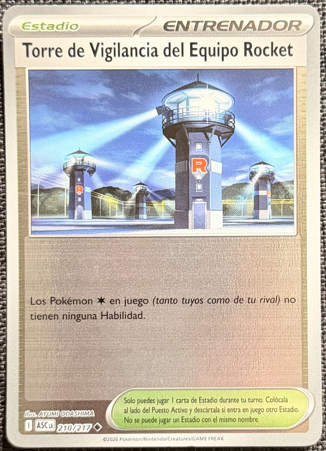 Carta Individual Pokémon Partidario Torre de Vigilancia del Equipo Rocket Reverse 210/217, Supporter Trainer, set Ascended Heroes,- Thunder Cards México. 