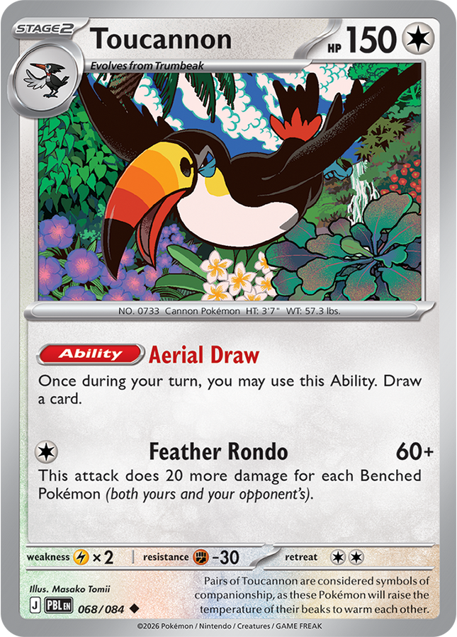 Carta individual Pokémon Toucannon 068/084, set Pitch Black, en Thunder Cards México 