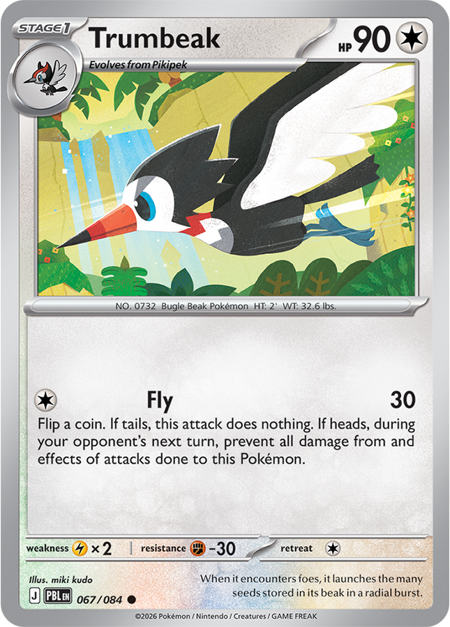 Carta individual Pokémon Trumbeak 067/084, set Pitch Black, en Thunder Cards México 
