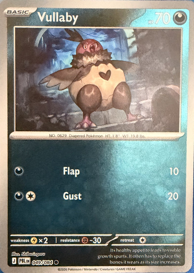 Carta individual Pokémon Vullaby 049/084, set Pitch Black, en Thunder Cards México Reverse